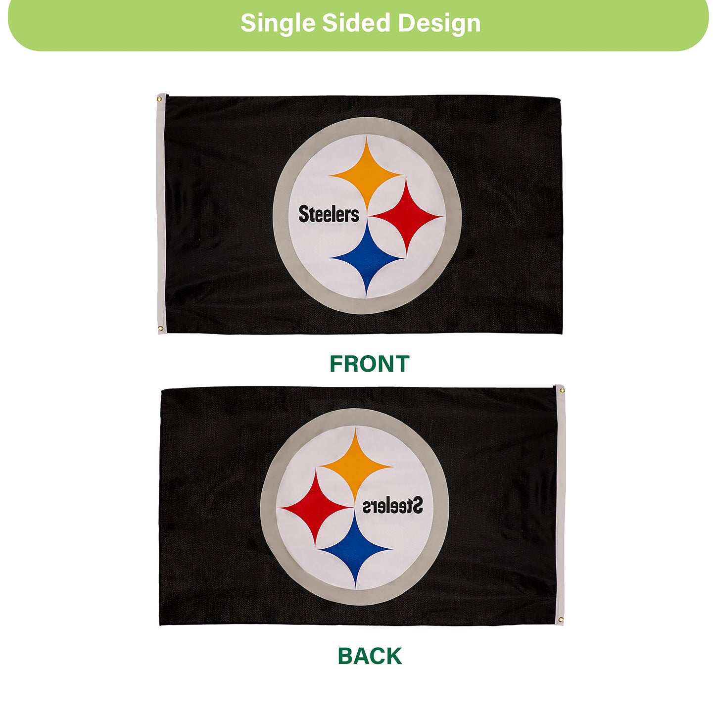 Pittsburgh Steelers Single Sided Estate Flag with 2 Grommets, 3'x5' - Tampa Home & Garden Store