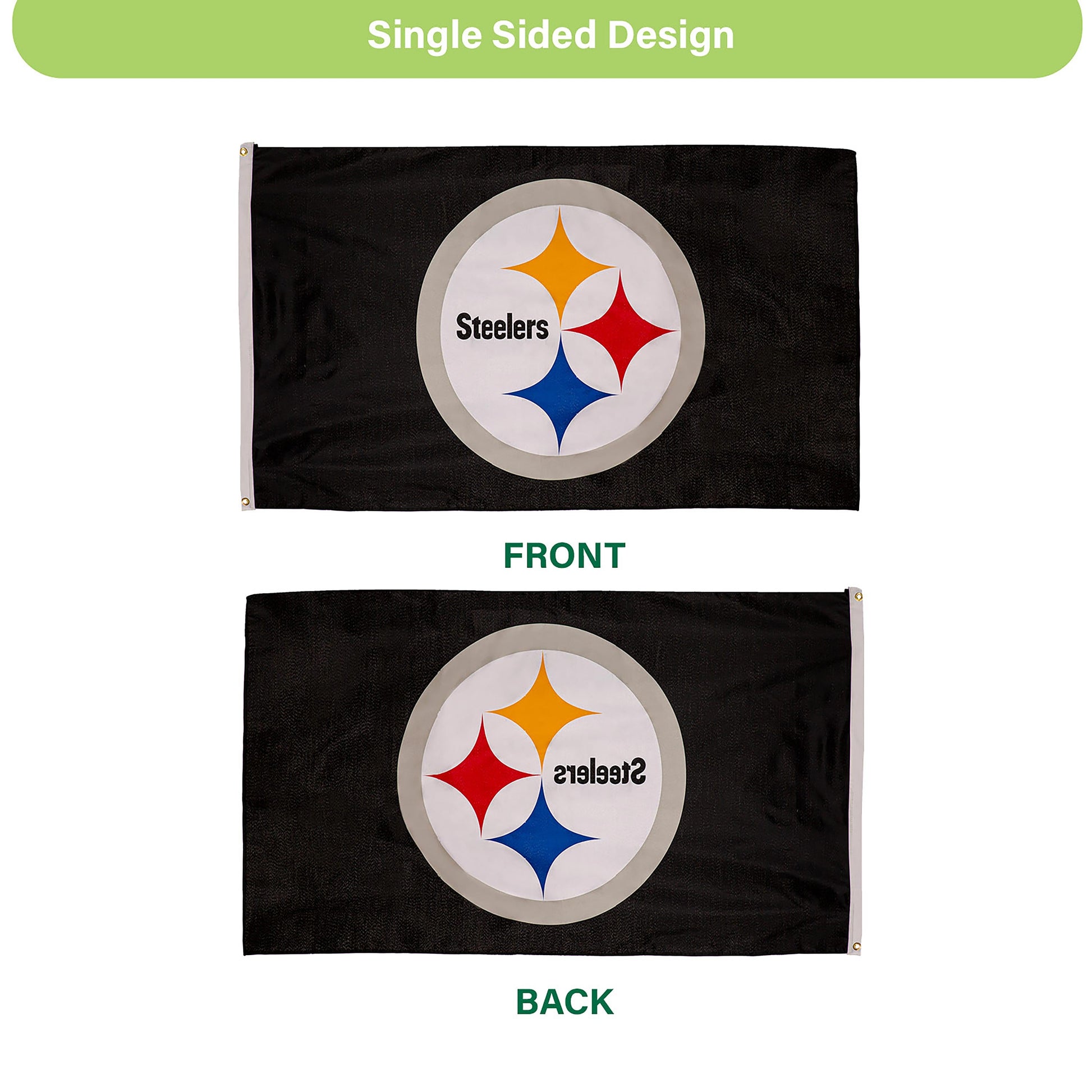 Pittsburgh Steelers Single Sided Estate Flag with 2 Grommets, 3'x5' - Tampa Home & Garden Store