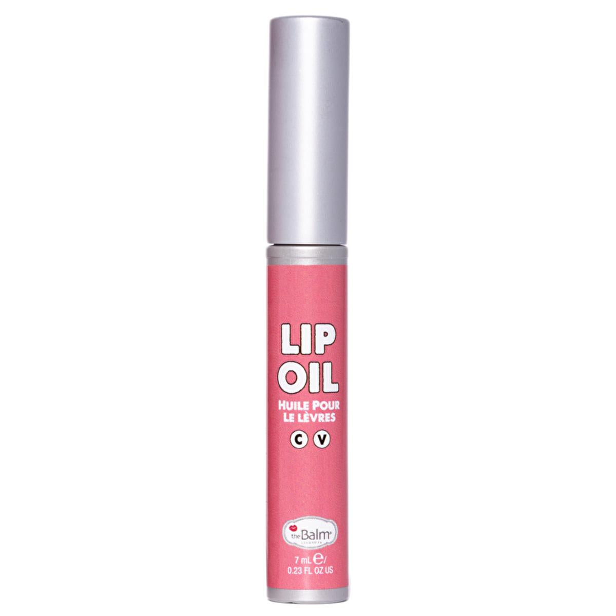 theBalm Little Red Corvette Lip Oil pink tube with silver cap; theBalm logo visible on tube on Tampa Home & Garden Store