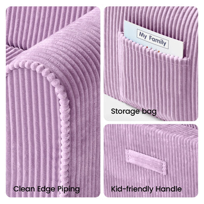 Tiny Land GentleSnug Corduroy Kid Chair in purple with pocket on Tampa Home & Garden Store