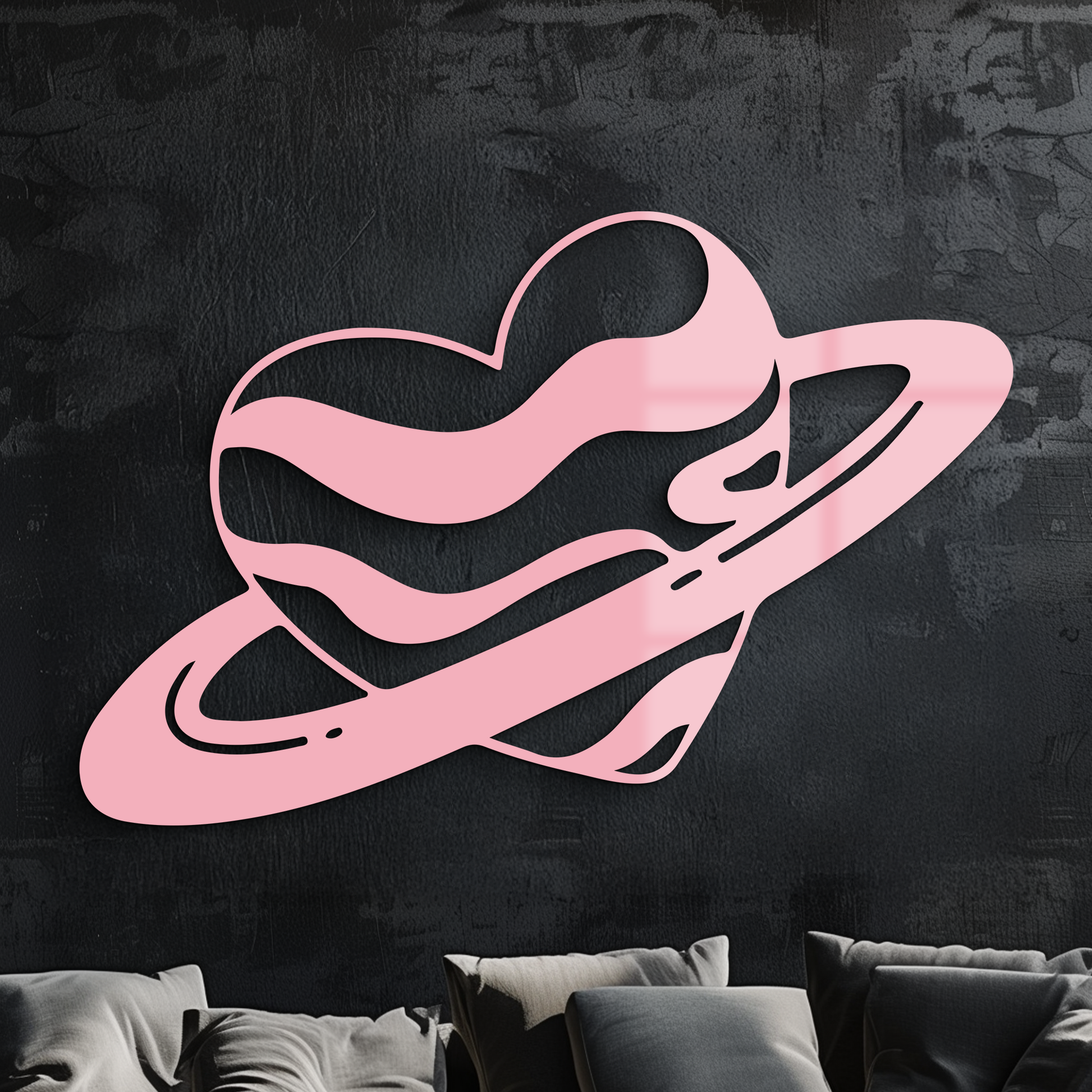 Planet Heart Silhouette Metal Wall Art – Cosmic Love Design - KAFGP043 - Tampa Home & Garden Store