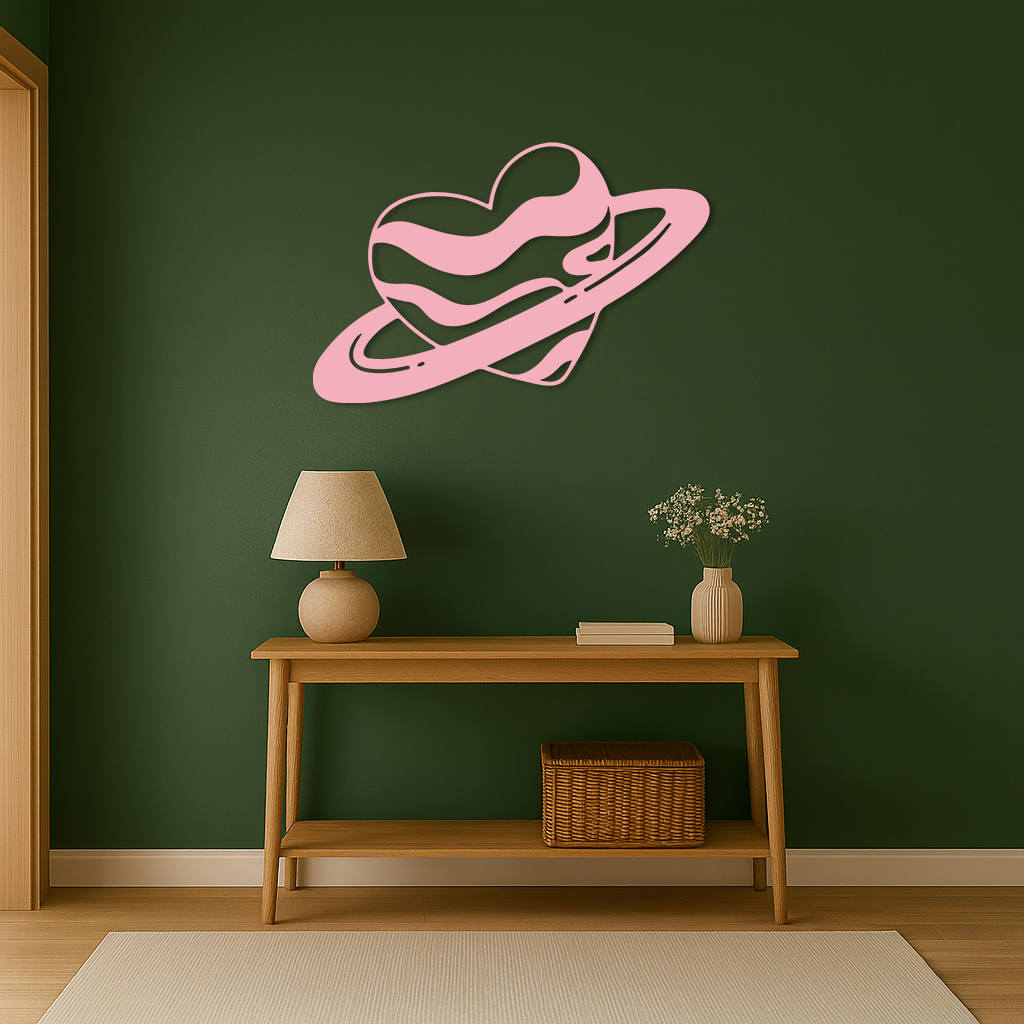 Planet Heart Silhouette Metal Wall Art – Cosmic Love Design - KAFGP043 - Tampa Home & Garden Store