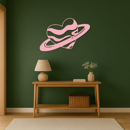 Planet Heart Silhouette Metal Wall Art – Cosmic Love Design - KAFGP043 - Tampa Home & Garden Store