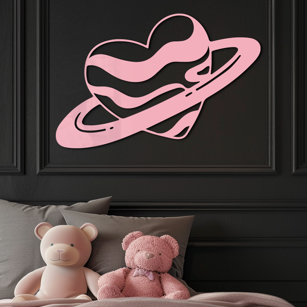 Planet Heart Silhouette Metal Wall Art – Cosmic Love Design - KAFGP043 - Tampa Home & Garden Store