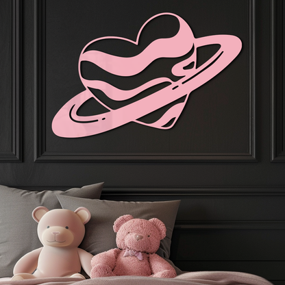 Planet Heart Silhouette Metal Wall Art – Cosmic Love Design - KAFGP043 - Tampa Home & Garden Store