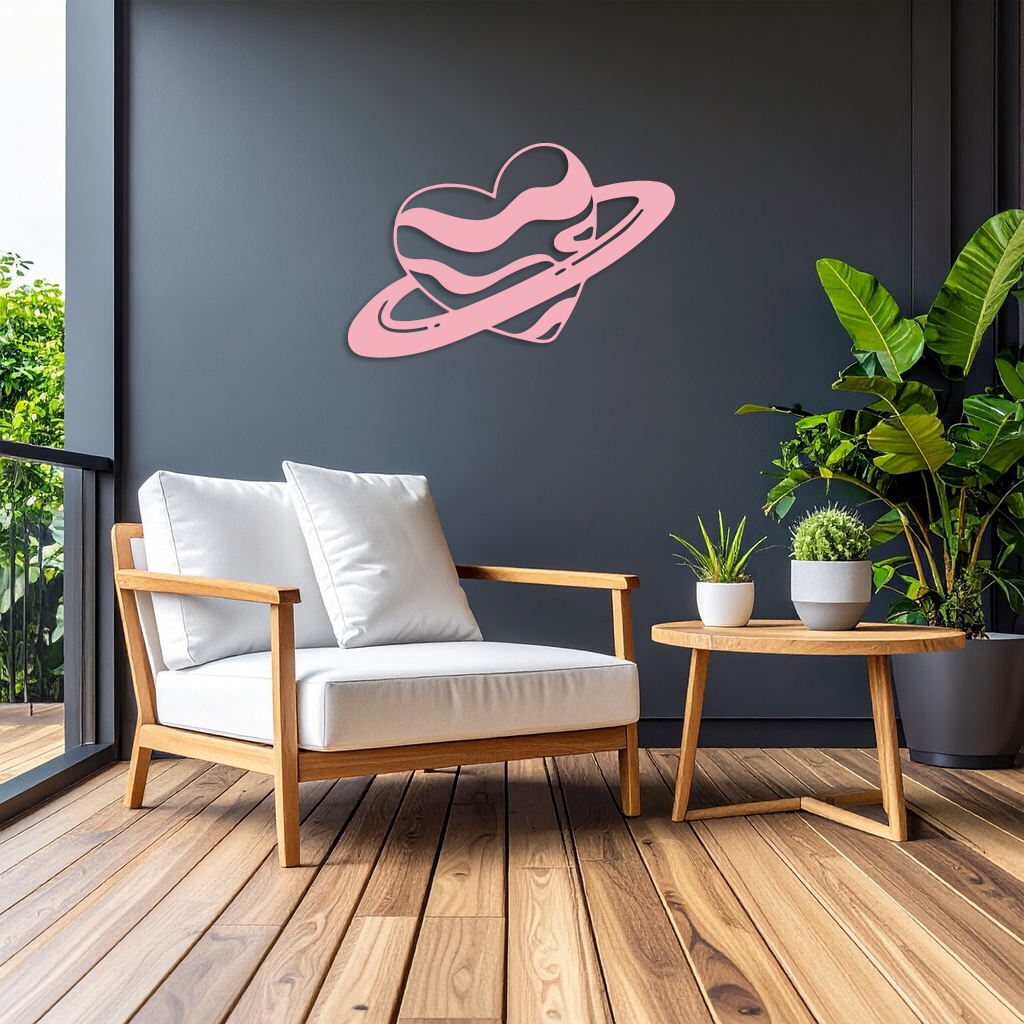 Planet Heart Silhouette Metal Wall Art – Cosmic Love Design - KAFGP043 - Tampa Home & Garden Store