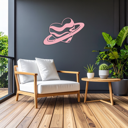 Planet Heart Silhouette Metal Wall Art – Cosmic Love Design - KAFGP043 - Tampa Home & Garden Store