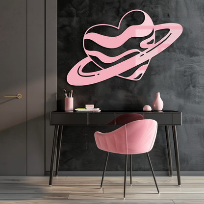 Planet Heart Silhouette Metal Wall Art – Cosmic Love Design - KAFGP043 - Tampa Home & Garden Store