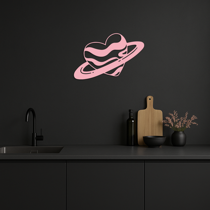 Planet Heart Silhouette Metal Wall Art – Cosmic Love Design - KAFGP043 - Tampa Home & Garden Store
