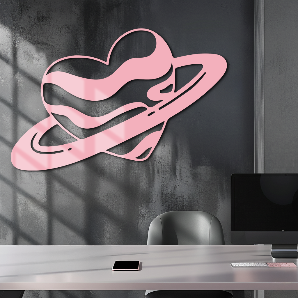 Planet Heart Silhouette Metal Wall Art – Cosmic Love Design - KAFGP043 - Tampa Home & Garden Store