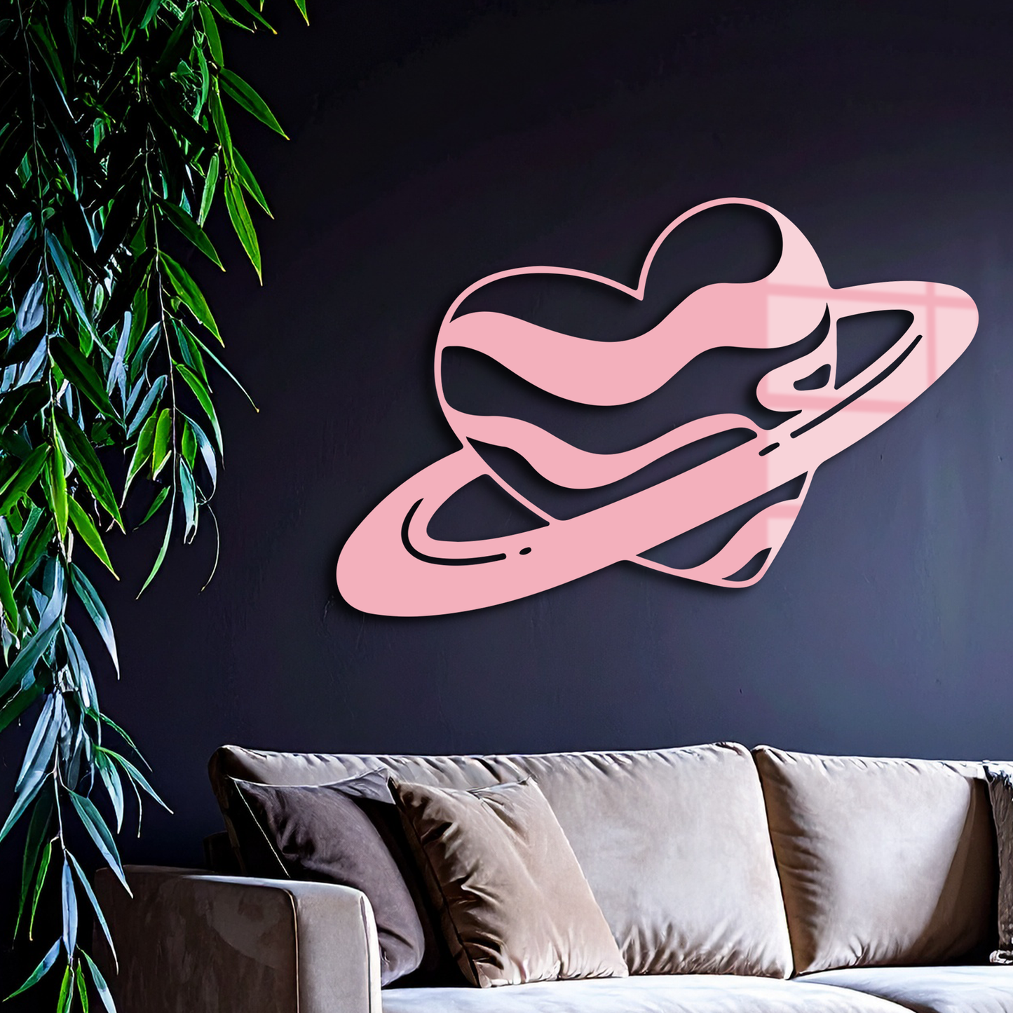 Planet Heart Silhouette Metal Wall Art – Cosmic Love Design - KAFGP043 - Tampa Home & Garden Store