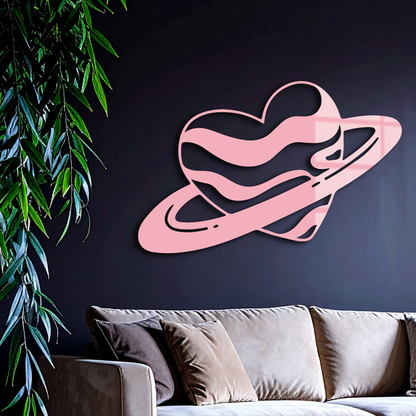 Planet Heart Silhouette Metal Wall Art – Cosmic Love Design - KAFGP043 - Tampa Home & Garden Store