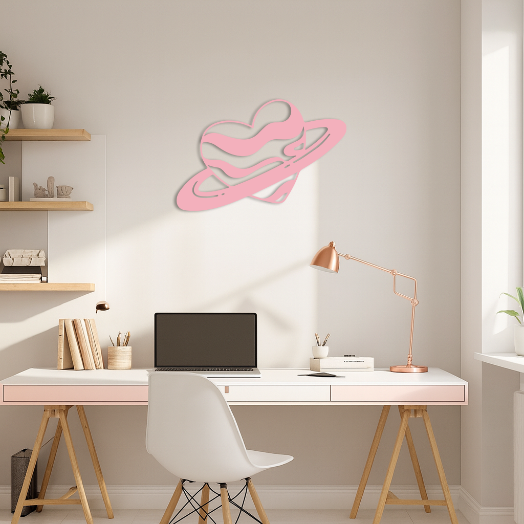 Planet Heart Silhouette Metal Wall Art – Cosmic Love Design - KAFGP043 - Tampa Home & Garden Store
