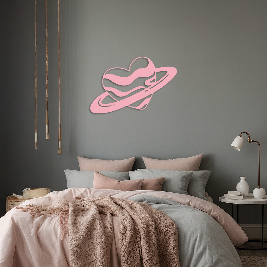 Planet Heart Silhouette Metal Wall Art – Cosmic Love Design - KAFGP043 - Tampa Home & Garden Store