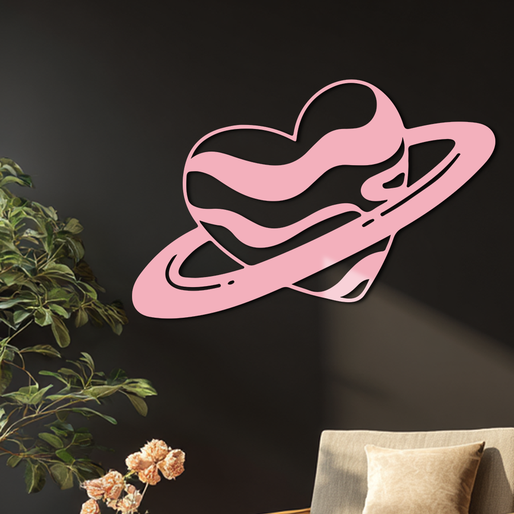 Planet Heart Silhouette Metal Wall Art – Cosmic Love Design - KAFGP043 - Tampa Home & Garden Store