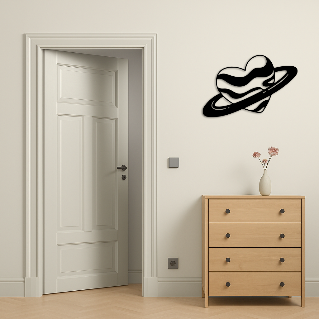 Planet Heart Silhouette Metal Wall Art – Cosmic Love Design - KAFGP043 - Tampa Home & Garden Store