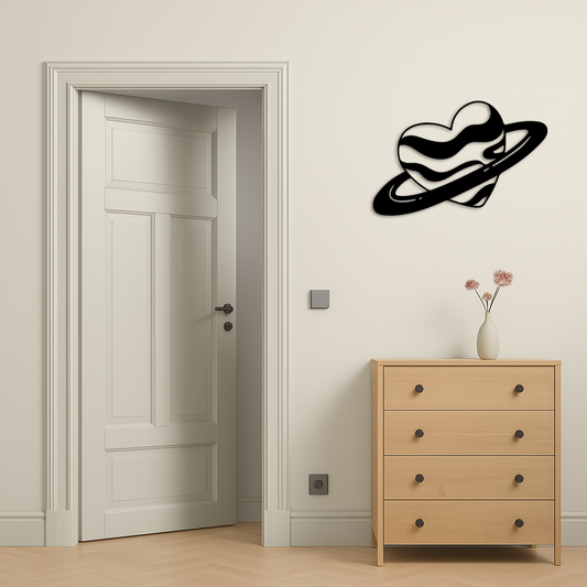 Planet Heart Silhouette Metal Wall Art – Cosmic Love Design - KAFGP043 - Tampa Home & Garden Store