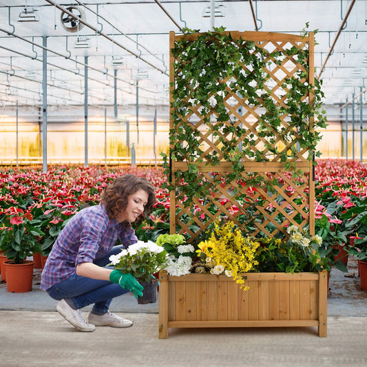 Maceta elevada con celosía para plantas trepadoras y flores - Naranja
