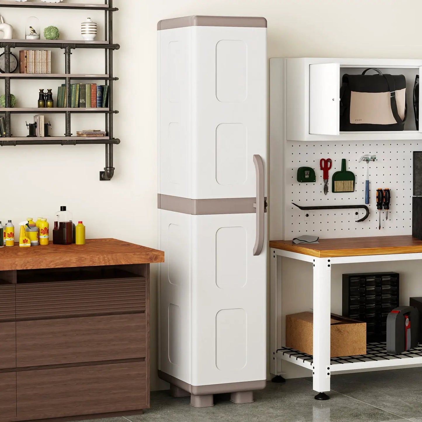 Plastic Kitchen Pantry With 4 Adjustable Shelves