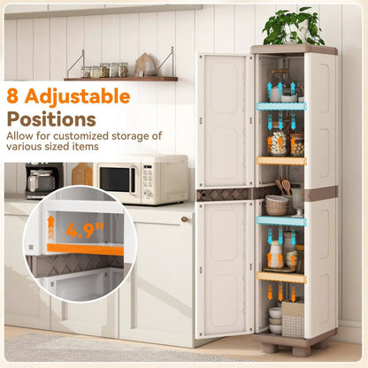 Plastic Kitchen Pantry With 4 Adjustable Shelves