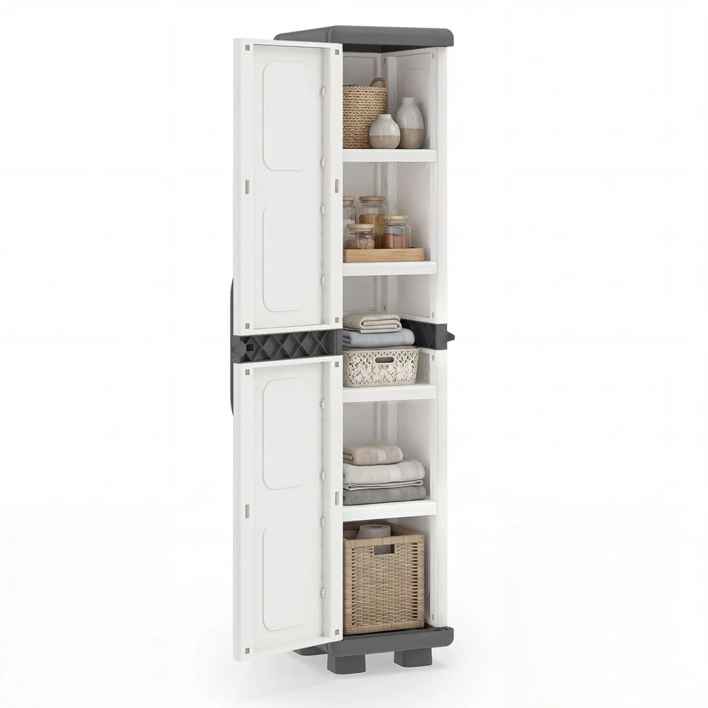 Plastic Kitchen Pantry With 4 Adjustable Shelves