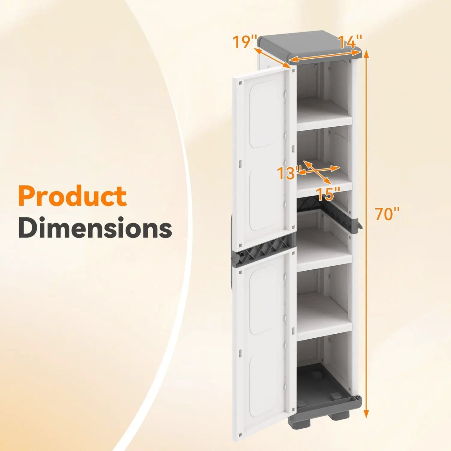 Plastic Kitchen Pantry With 4 Adjustable Shelves