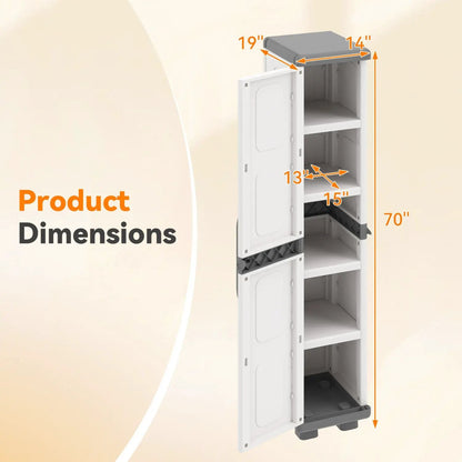 Plastic Kitchen Pantry With 4 Adjustable Shelves