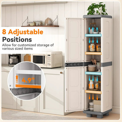 Plastic Kitchen Pantry With 4 Adjustable Shelves