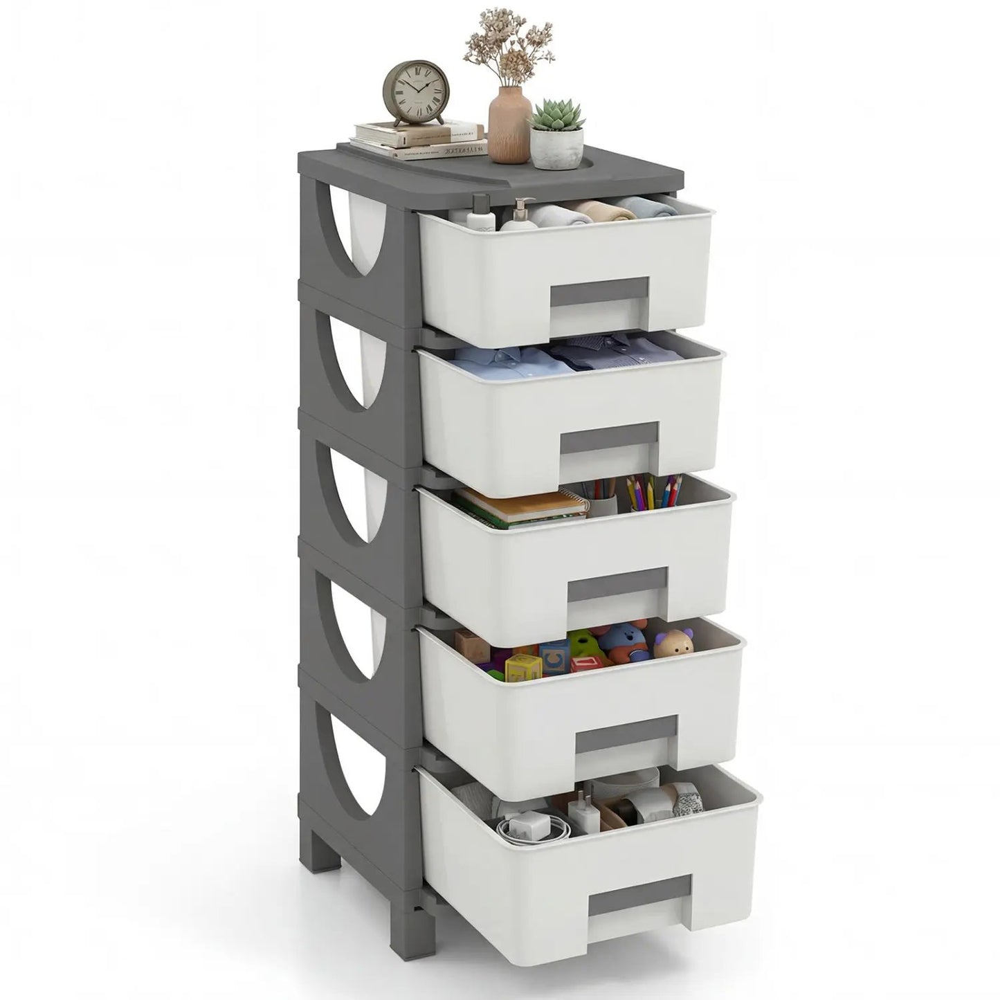 Plastic Storage Organizer with Handles and Drawer