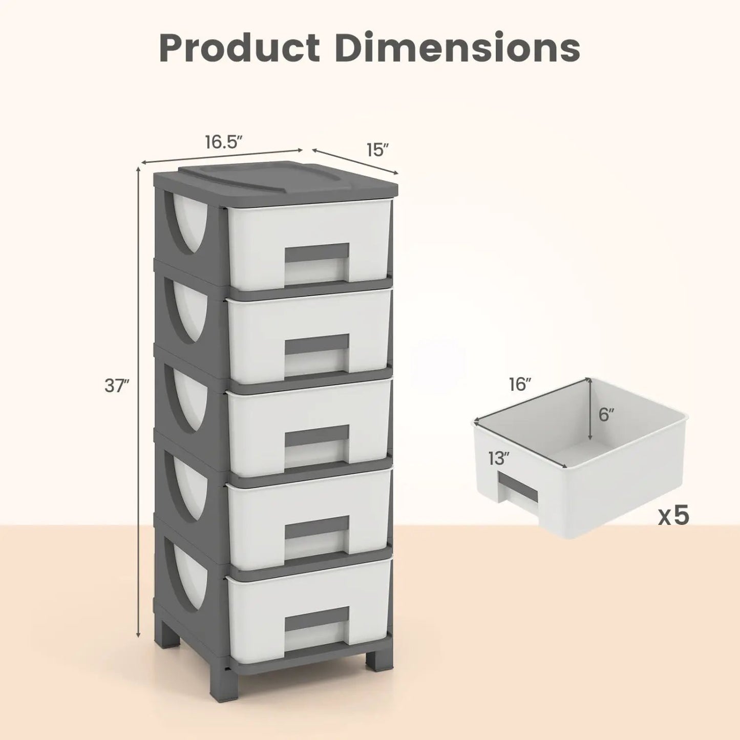 Plastic Storage Organizer with Handles and Drawer