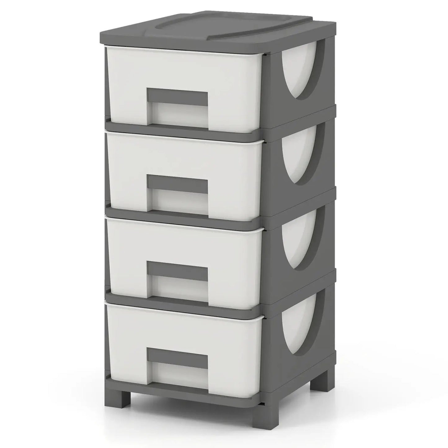 Plastic Storage Organizer with Compact Side Table