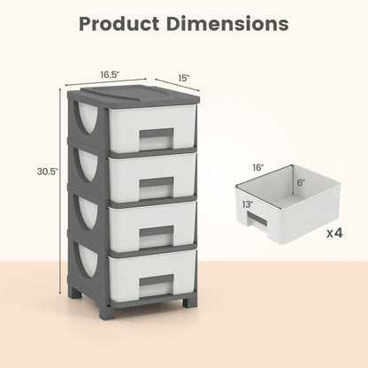 Plastic Storage Organizer with Compact Side Table
