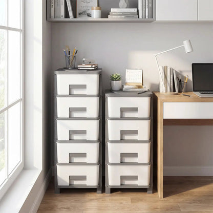 Plastic Storage Organizer with Compact Side Table