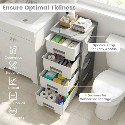 Plastic Storage Organizer with Compact Side Table