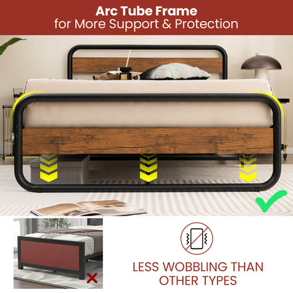 Cama de Plataforma Arc con Cabecero y Piecero - Tamaño Matrimonial