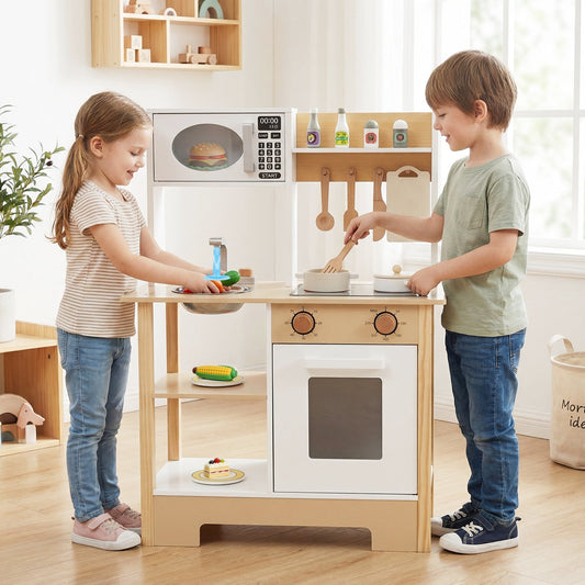 Play Kitchen Wooden Toy Kitchen Playset with Chalkboard Birthday Gift for Kids Aged 3 + - Tampa Home & Garden Store