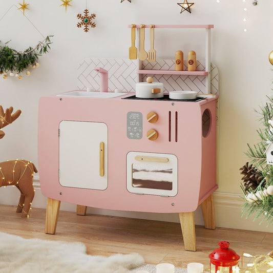 Play Kitchen for Kids Wooden Kitchen Playset with Stoves Sink Faucet and Oven - Tampa Home & Garden Store