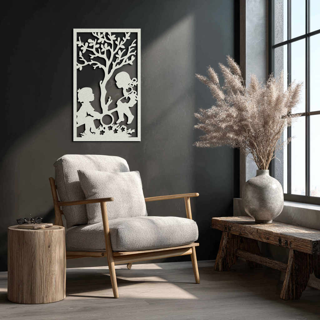 Playful Childhood Metal Wall Art - Nostalgic Minimalist Steel Decor - KAF060 - Tampa Home & Garden Store