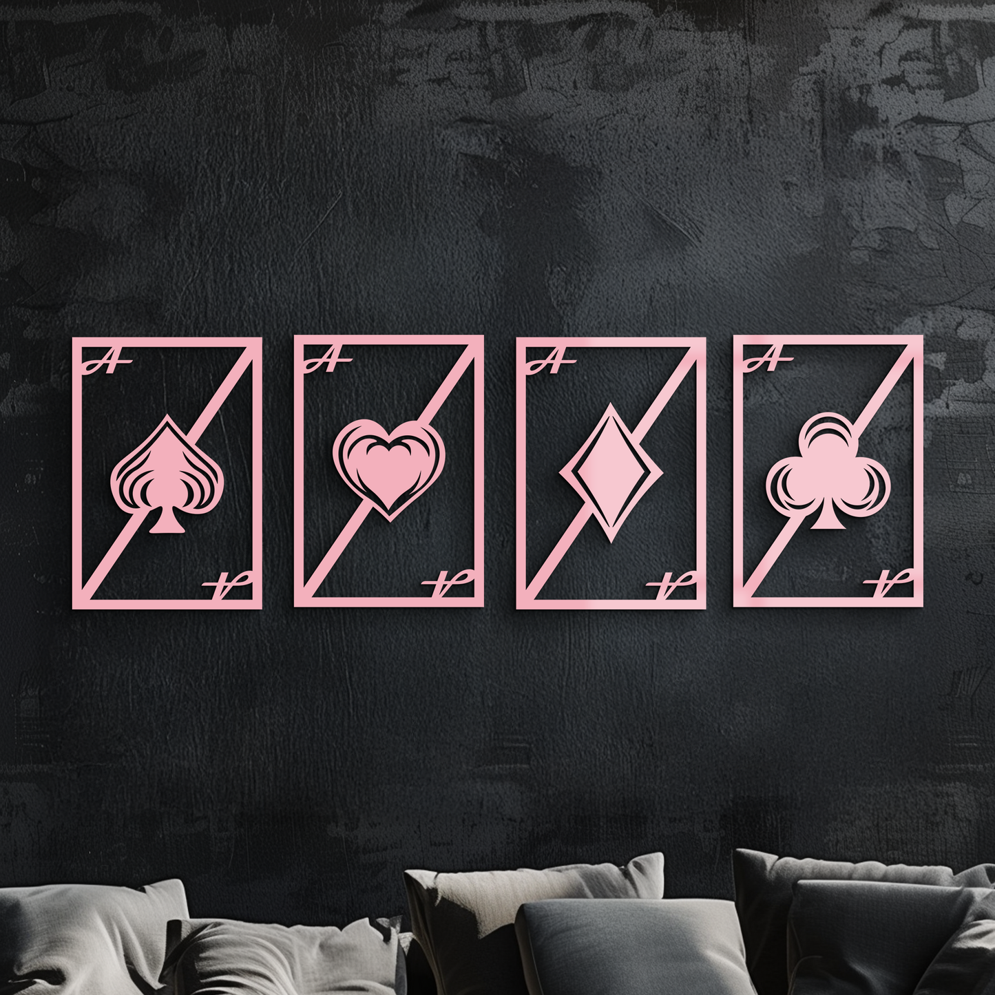 Playing Cards Silhouette Metal Wall Art – Poker Aces Design - KAFGP037 - Tampa Home & Garden Store