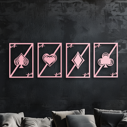 Playing Cards Silhouette Metal Wall Art – Poker Aces Design - KAFGP037 - Tampa Home & Garden Store