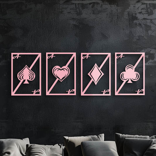 Playing Cards Silhouette Metal Wall Art – Poker Aces Design - KAFGP037 - Tampa Home & Garden Store