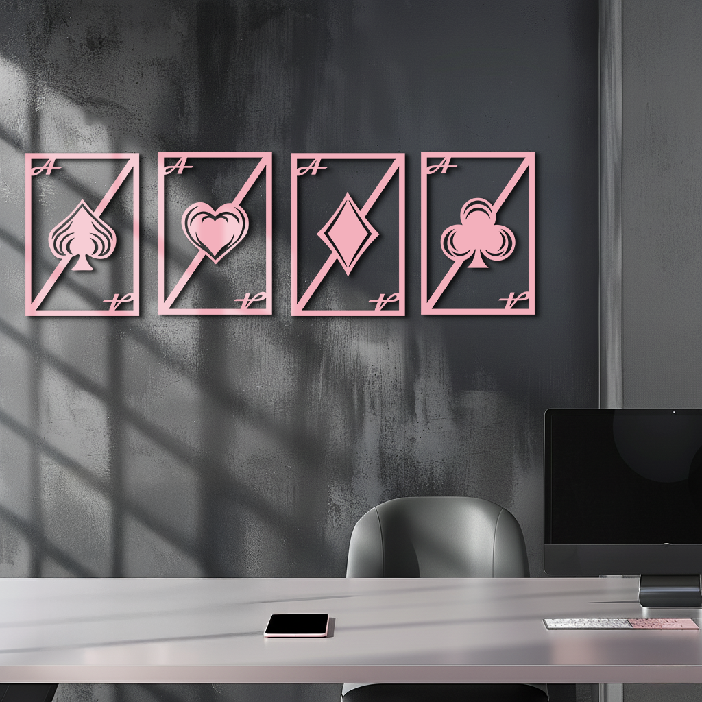 Playing Cards Silhouette Metal Wall Art – Poker Aces Design - KAFGP037 - Tampa Home & Garden Store