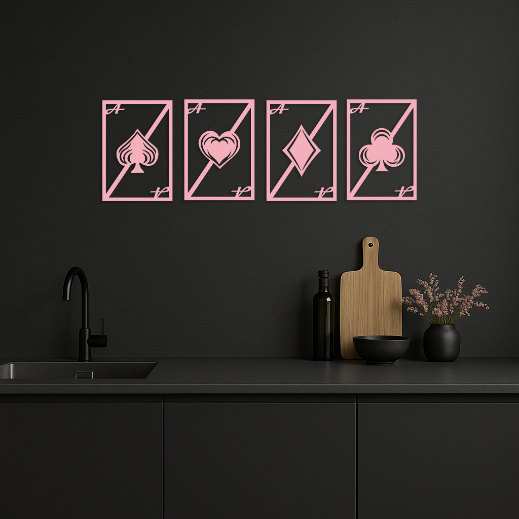 Playing Cards Silhouette Metal Wall Art – Poker Aces Design - KAFGP037 - Tampa Home & Garden Store
