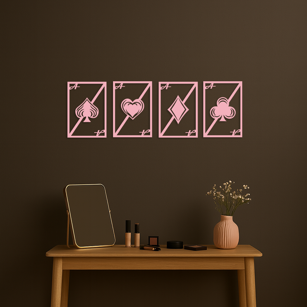 Playing Cards Silhouette Metal Wall Art – Poker Aces Design - KAFGP037 - Tampa Home & Garden Store