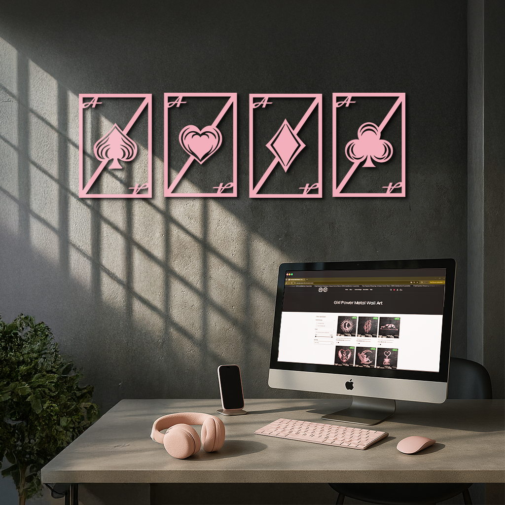 Playing Cards Silhouette Metal Wall Art – Poker Aces Design - KAFGP037 - Tampa Home & Garden Store