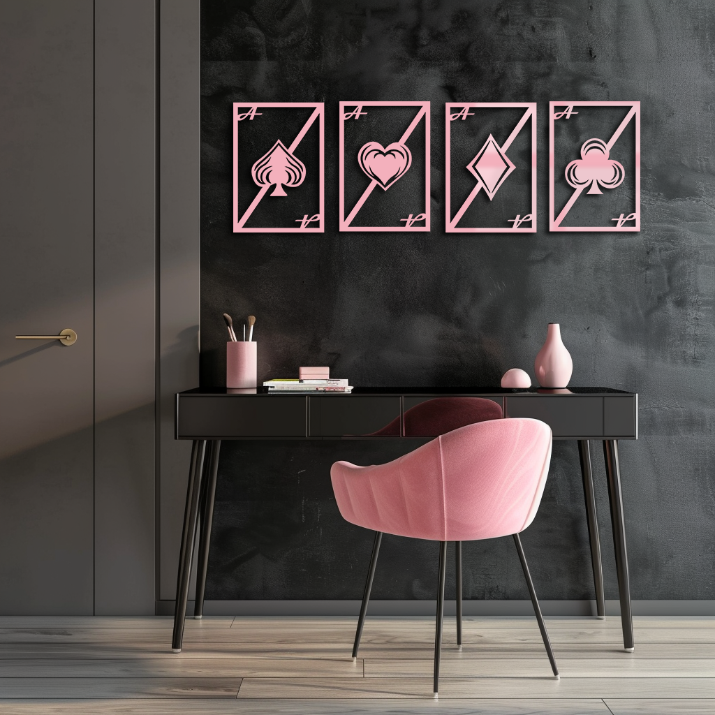 Playing Cards Silhouette Metal Wall Art – Poker Aces Design - KAFGP037 - Tampa Home & Garden Store