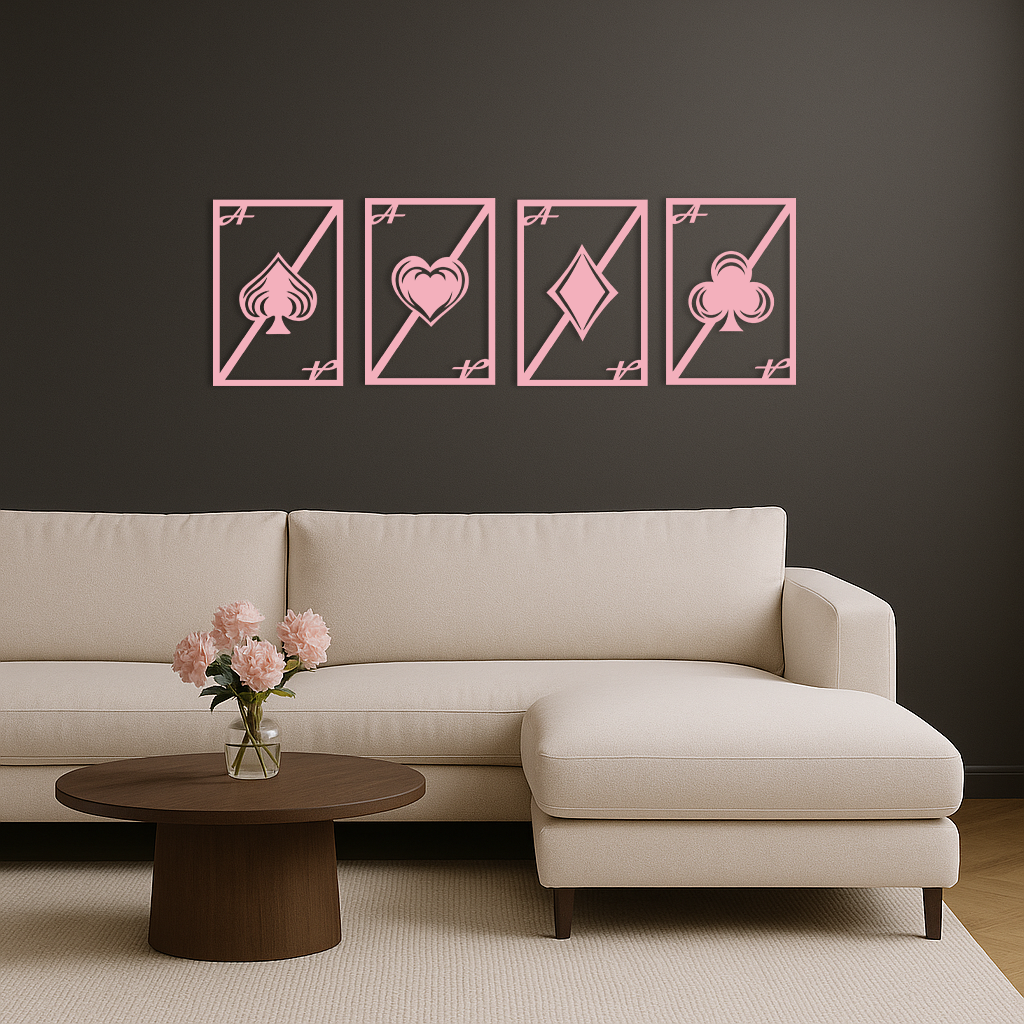 Playing Cards Silhouette Metal Wall Art – Poker Aces Design - KAFGP037 - Tampa Home & Garden Store