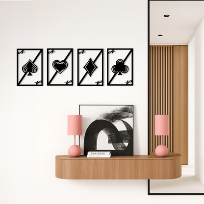 Playing Cards Silhouette Metal Wall Art – Poker Aces Design - KAFGP037 - Tampa Home & Garden Store