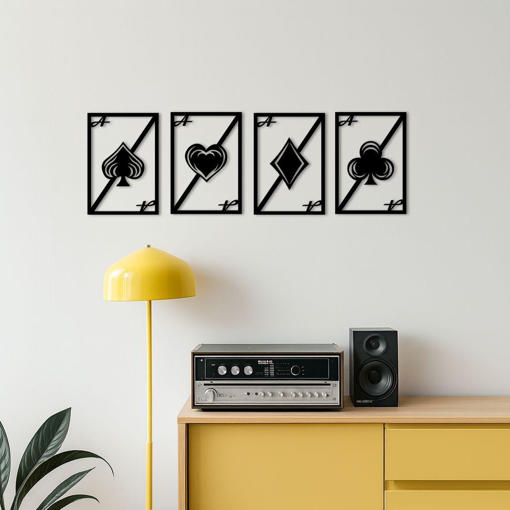 Playing Cards Silhouette Metal Wall Art – Poker Aces Design - KAFGP037 - Tampa Home & Garden Store