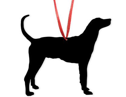 Plott Hound plant stake black silhouette with red strap Rustica Ornamentals on Tampa Home & Garden Store